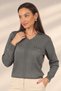 Women's V-Neck Button Detailed Ribbed Knit Blouse - 2