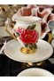 Acar 6 Person Metal Leg Porcelain Colored Rose Detail 6 Person Coffee Cup Set 90 ml Wldsprt