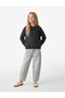 Sequined Long Sleeve Crew Neck Striped Knit Sweater