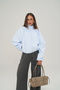 Positano Drawstring Detail Blue Bomber Jacket