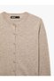 Regular Fit Long Sleeve Crew Neck Buttoned Wool Cardigan - 7