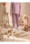 Girls & Baby Winter Seasonal 100% Cotton 2 Yarn Sweetest Bloom Floral & Striped Ribbed Long Sleeve Pajama & Tracksuit Set Pink - 3