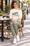 Reflect Your Attitude - Women's Letter Print Boat Neck Sweatshirt and Elastic Cuff Pants Two-Piece Set - 5