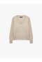 Long Sleeve V-Neck Sequined Knit Sweater - 6