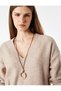 Long Sleeve V-Neck Sequined Knit Sweater - 2