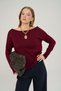 Sisu Boat Neck t Sleeve Burgundy Knitwear Sweater - 6