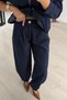 Waist-Fitted Zippered Jacket / Barrel Pants Denim Set - 4