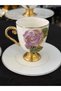 Acar Special Design Rose Detail 6 Person Coffee Cup Set 90 ml Orngsnst - 6