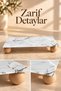 Nero Marble Black Marble Patterned Decorative Presentation Stand with Wooden Legs, Kitchen Bathroom Countertop Organizer 24.5 × 12 cm - 5