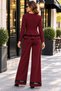 Timeless Elegance – Women's Tulle Detailed Flounce Blouse and Wide-Leg Pants Two-Piece Crepe Set - 4