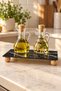 Nero Marble Black Marble Patterned Decorative Presentation Stand with Wooden Legs, Kitchen Bathroom Countertop Organizer 24.5 × 12 cm