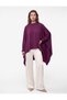 Oversize Satin Poncho Cape Blouse with Stones, Asymmetrical Cut, Batwing Sleeves