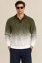 Men's Polo Collar Buttonless Gradient Patterned Knitwear Sweater Regular Fit Long Sleeve