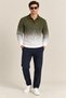 Men's Polo Collar Buttonless Gradient Patterned Knitwear Sweater Regular Fit Long Sleeve - 2