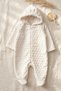 Embossed Textured Hooded Plush Baby Romper - Soft Fleece Zippered and Outdoor Wear Jumpsuit - 2