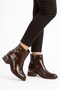 Women's Grace Brown 6 cm Thick Heeled Zippered Boots