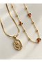 Marlowe Double Vintage Floral Figured Necklace Set for Women Orange - Yellow - 3