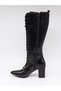 Pres 1113 Black Krşk Patent Leather Heeled Women's Boots - 7
