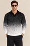 Men's Polo Collar Buttonless Gradient Patterned Knitwear Sweater Regular Fit Long Sleeve