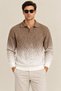 Men's Polo Collar Buttonless Gradient Patterned Knitwear Sweater Regular Fit Long Sleeve