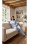Women's Winter Plus Size Floral Print Collar Buttoned Long Sleeve Pajama Set - 4