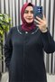 Women's Clothing Plus Size Full Length Cashmere Coat with Stone Collar and Hidden Buttons - 7