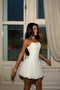 Beyaz Straplez Mini Elbise - 3