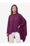 Oversize Satin Poncho Cape Blouse with Stones, Asymmetrical Cut, Batwing Sleeves - 3