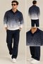 Men's Polo Collar Buttonless Gradient Patterned Knitwear Sweater Regular Fit Long Sleeve - 4