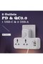 محول طاقة متعدد المنافذ مع منفذ USB-A بقدرة 20 واط وتقنية QC3.0، موسع مقبس كهربائي مزدوج W - 6