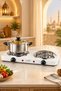 Double Burner Electric Hot Plate, Portable Countertop Coil Stove with Independent Temperature Control, White Heating Cooker for Home Kitchen Camping - 2
