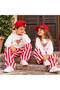 Girls Boys Ecru Duck Print Sweatshirt Red and White Striped Wide Leg Pants 2-Piece Set