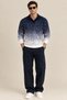 Men's Polo Collar Buttonless Gradient Patterned Knitwear Sweater Regular Fit Long Sleeve - 2