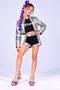Kpop Huntrix Rumi Costume - Leather Jacket - Shorts - Crop T-Shirt - Purple Light Rumi Hair - Purple Hair Powder - Kpop Shoes - Face Stone - 7-Piece Set Birthday Party Wedding Girl's Jacket - 3