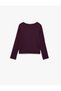 Teddy Bear Embroidered Camisole Slim Fit Crew Neck Long Sleeve Cotton T-Shirt - 5