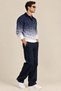 Men's Polo Collar Buttonless Gradient Patterned Knitwear Sweater Regular Fit Long Sleeve - 3