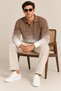 Men's Polo Collar Buttonless Gradient Patterned Knitwear Sweater Regular Fit Long Sleeve - 4