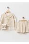Girl's 4-Piece Stylish Tweed Set - Cotton Shirt, Vest, Pleated Skirt and Bag Set - 2