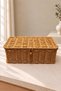 3 Sizes Covered Rattan Organizer Basket Rectangular Wicker Storage Box Multi-Purpose Organizer - 4