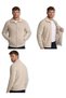 Men's Ecru Knitted Jacket with Diamond Pattern on the Sleeves and Zipper Closure - 3