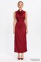 Sleeveless Degaje Collar Satin Look Midi Dress