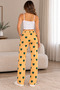 Women's Orange Striped Green Patterned Comfortable Cut Pajama Bottoms with Elastic Waist - 3