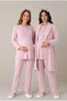 Women's Blue Shawl Collar Lace Long Sleeve Maternity Pajama Set with Easy Breastfeeding Dressing Gown