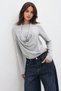 Halter Degaje Look Double Layered Front Long Sleeve Blouse - 3