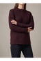 Women's Burgundy Color Crew Neck Knitted Pattern Sweater - 3