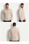 Men's Ecru Knitted Jacket with Diamond Pattern on the Sleeves and Zipper Closure - 2