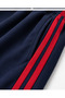 Navy Blue Red Striped Grunge Printed Tracksuit Set - 4