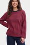 Women's Navy Blue Red Striped 100% Cotton Crew Neck Oversize Sweatshirt - 2