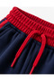 Navy Blue Red Striped Grunge Printed Tracksuit Set - 2