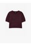 Regular Fit Crew Neck Short Sleeve Glittery Knit Sweater